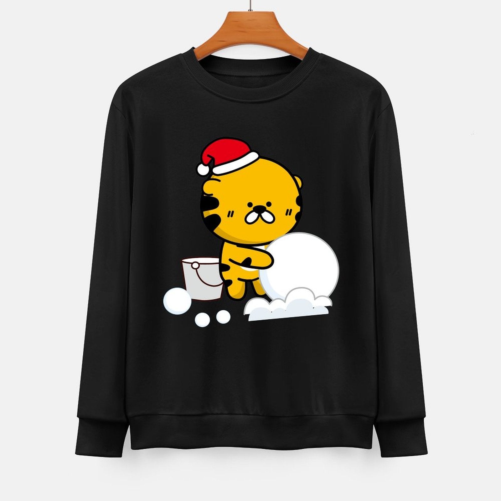 Front Patterned Long Sleeve TopSport Crew Neck